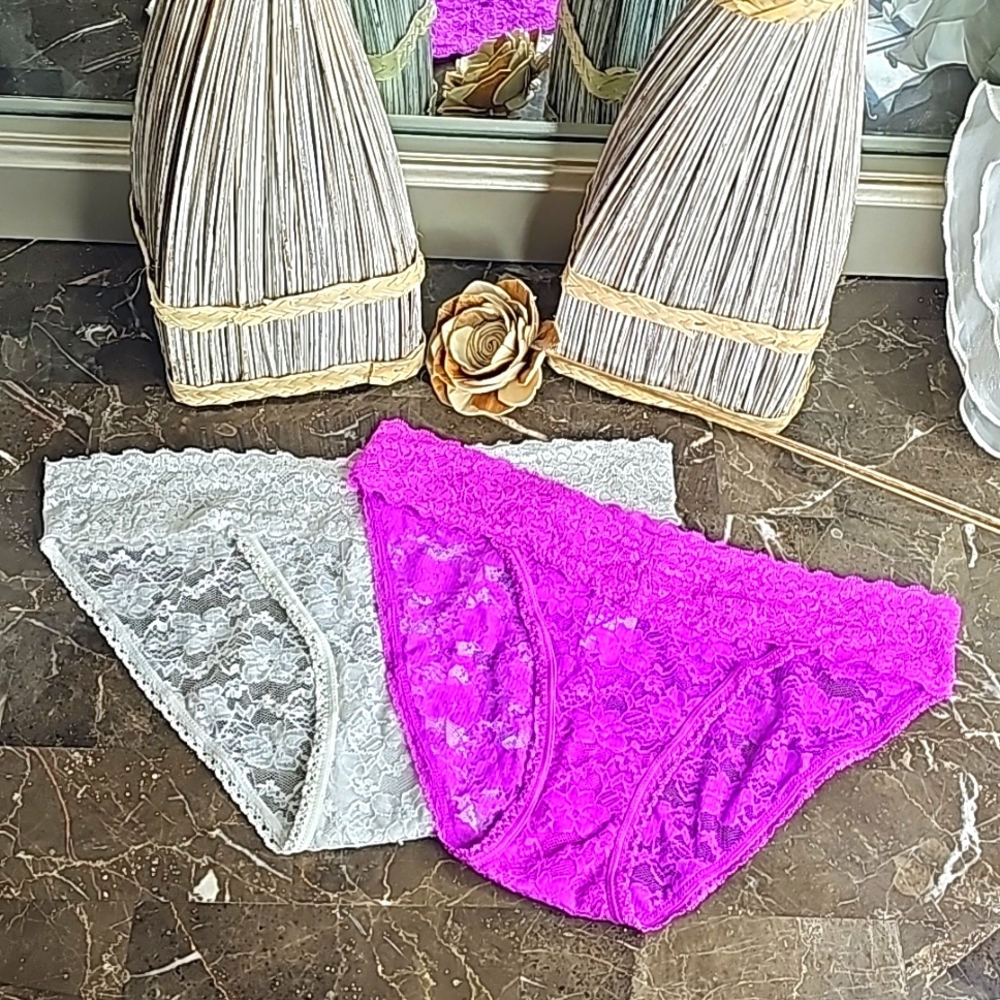 🟣🤍"Jessica Simpson" 2pk Lace Panties. Womens Size: XL.